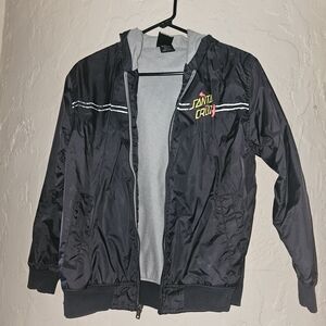 Santa Cruz Skateboards Black and Gray Windbreaker Jacket